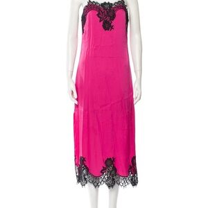 Alice + Olivia Slip Dress Pink Maxi Dress with Black Lace